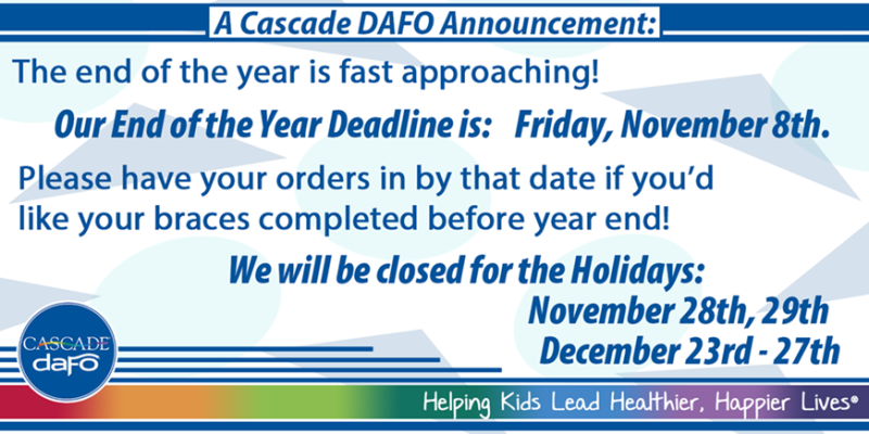 Announcing our End of the Year Deadline and Holiday Dates.